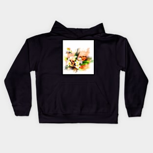 Beautiful tropical flowers on white Kids Hoodie